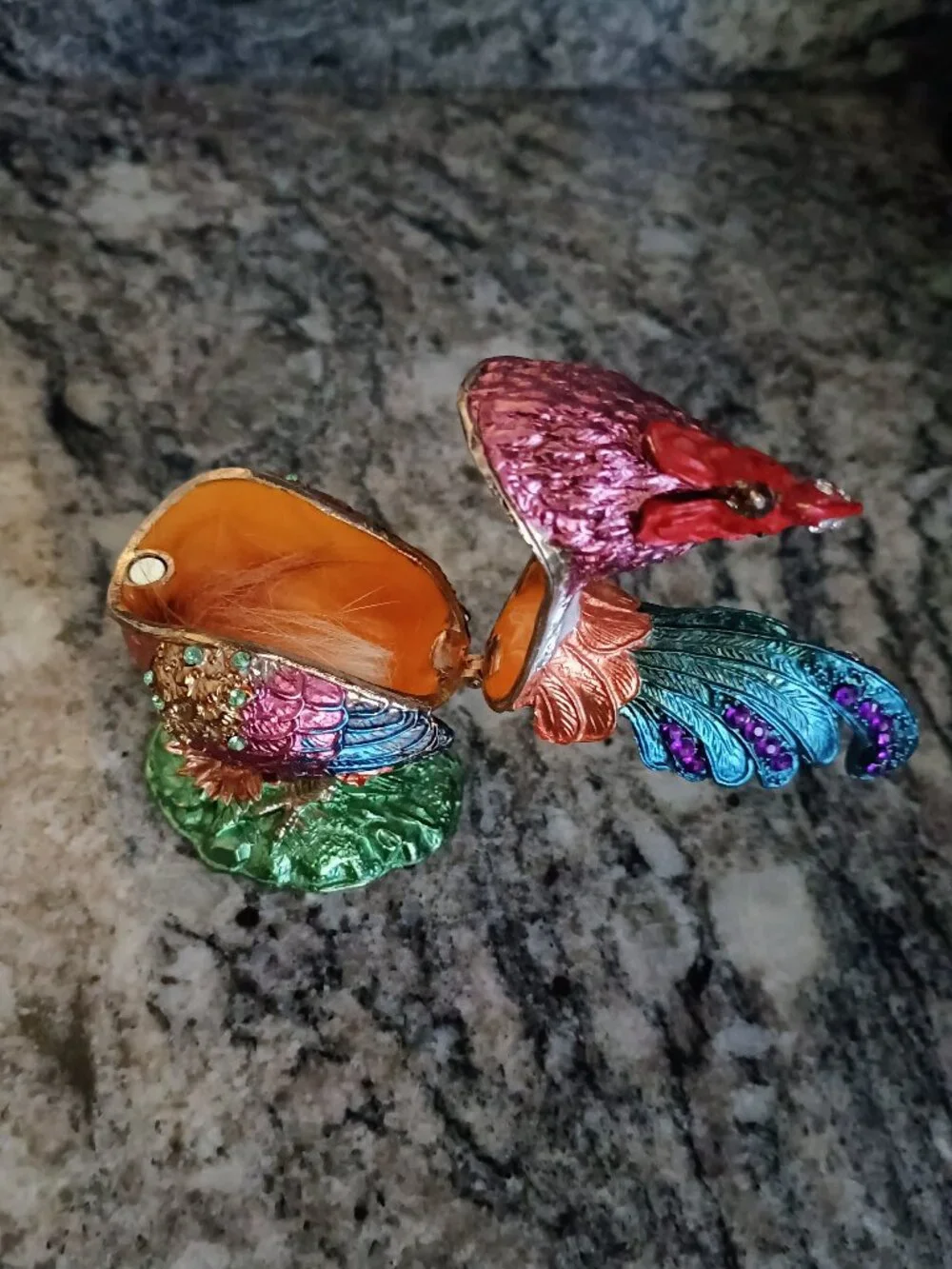 Rooster Jeweled Enameled Trinket Box